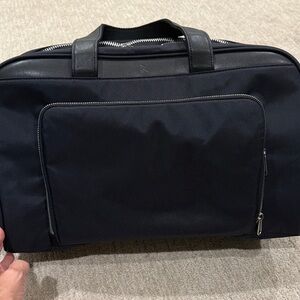 Men's or Women’s  Black Leather Trim Bag